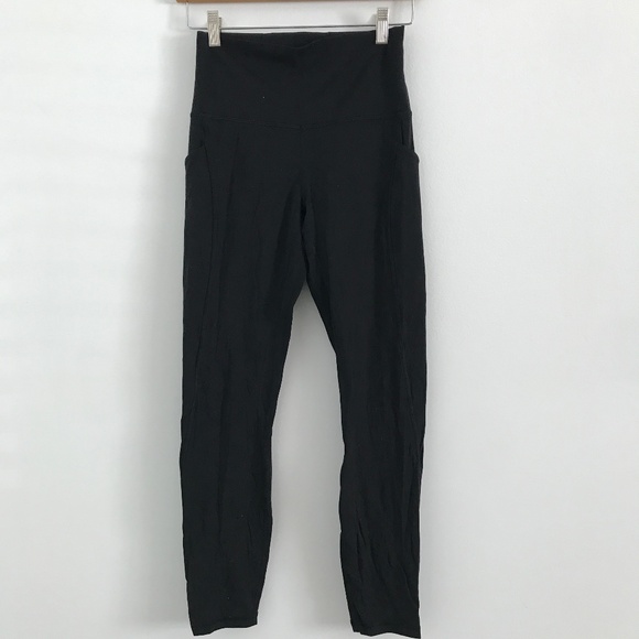Lululemon Legging Pants Black Pockets High Rise Womens 6 - Picture 1 of 10